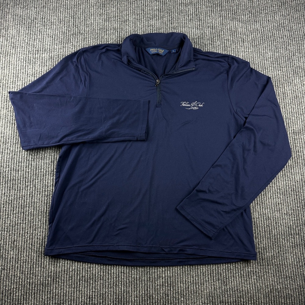 Polo Golf Ralph Lauren Mens Navy Blue 1/4 Zip Pullover Fallen Oak Logo Large